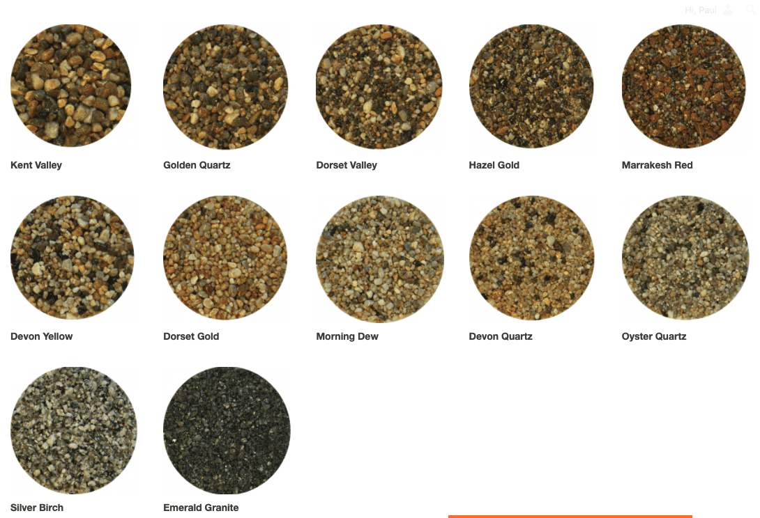 resin driveway colour chart